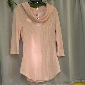 No Boundaries Light Pink Cowl Neck Sweater